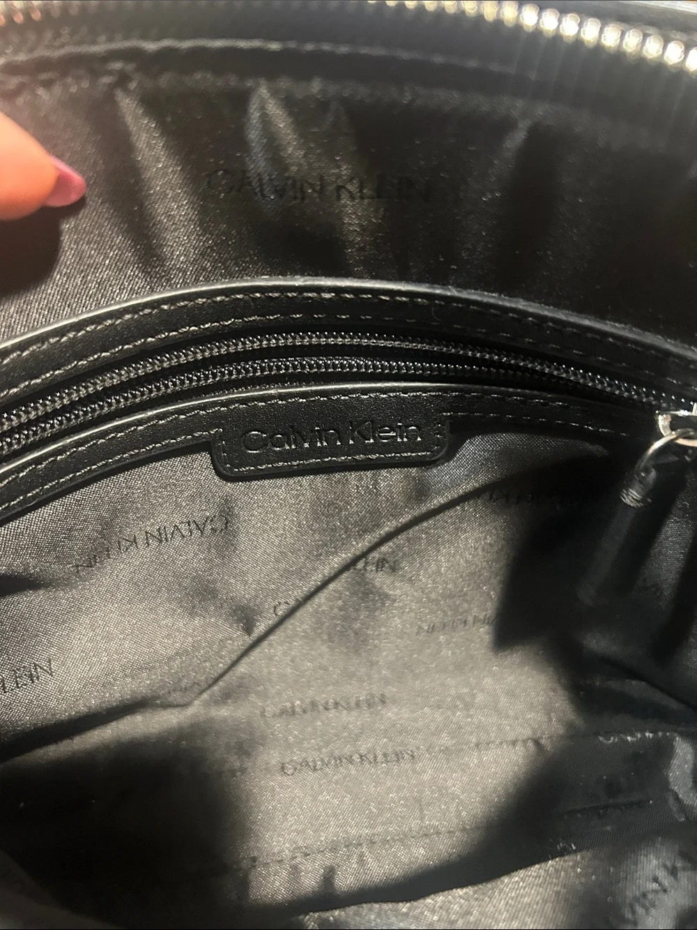 Calvin Klein Black Leather Crossbody Bag with Card Wallet